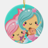 Cute Mermaid Princess Sisters Kerstmis Keramisch Ornament (Voorkant)