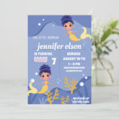 Cute Mermaid Princess Underwater Golden Mermaid Kaart (Staand voorkant)