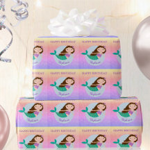 Cute Mermaid Rainbow Glitter Personalized Birthday