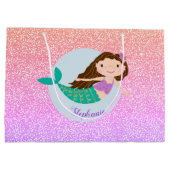Cute Mermaid Rainbow Glitter Personalized Groot Cadeauzakje (Achterkant)