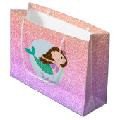 Cute Mermaid Rainbow Glitter Personalized Groot Cadeauzakje (Voorkant Gekanteld)