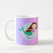 Cute Mermaid Rainbow Glitter Personalized Koffiemok (Links)