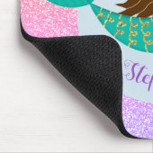 Cute Mermaid Rainbow Glitter Personalized Muismat (Hoek)