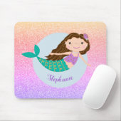 Cute Mermaid Rainbow Glitter Personalized Muismat (Met muis)