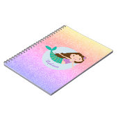 Cute Mermaid Rainbow Glitter Personalized Notitieboek (Linkerzijde)
