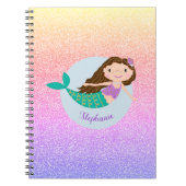 Cute Mermaid Rainbow Glitter Personalized Notitieboek (Voorkant)