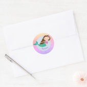 Cute Mermaid Rainbow Glitter Personalized Ronde Sticker (Envelop)