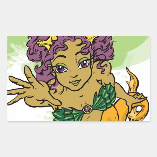 Cute Mermaid Rechthoekige Sticker (Voorkant)