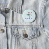 Cute Mermaid Riding a Dolphin Birthday Girl Ronde Button 5,7 Cm (In situ)