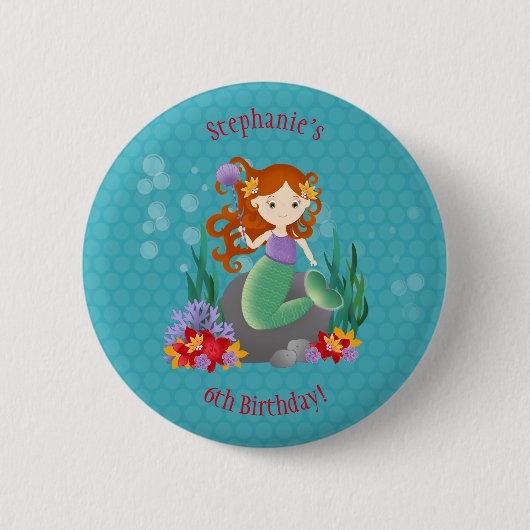 Cute Mermaid Ronde Button 5,7 Cm (Voorkant)
