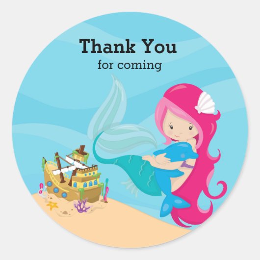 Cute Mermaid Ronde Sticker (Voorkant)