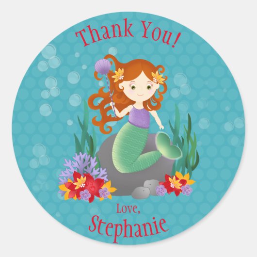 Cute Mermaid Ronde Sticker (Voorkant)