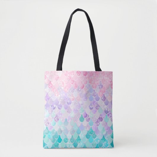Cute Mermaid Scales Canvas tas, Roze, Paars, Ocean Tote Bag (Voorkant)