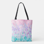 Cute Mermaid Scales Canvas tas, Roze, Paars, Ocean Tote Bag (Achterkant)