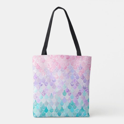 Cute Mermaid Scales Canvas tas, Roze, Paars, Ocean Tote Bag (Achterkant)
