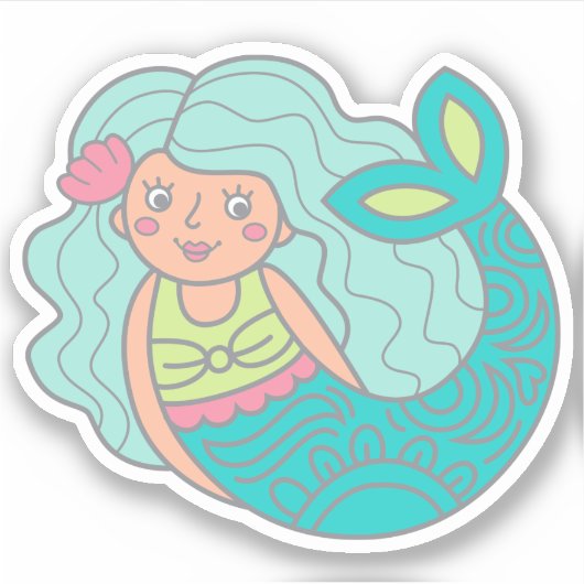 Cute Mermaid Sticker (Voorkant)