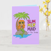 Cute Mermaid Summer Wenskaarten Kaart (Gele Bloem)