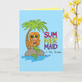 Cute Mermaid Summer Wenskaarten Kaart (Gele Bloem)