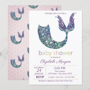 Cute Mermaid Tail Baby shower Kaart