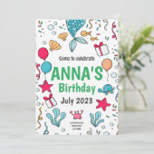 Cute Mermaid Tail, onder het zee van de verjaardag Kaart (Staand voorkant)