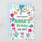 Cute Mermaid Tail, onder het zee van de verjaardag Kaart (Voorkant / Achterkant)