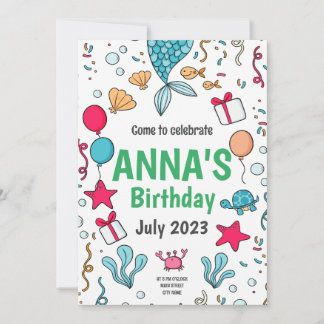 Cute Mermaid Tail, onder het zee van de verjaardag Kaart