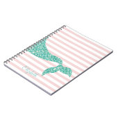 Cute Mermaid Tail, Stripes-Personalized Notitieboek (Linkerzijde)