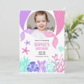 Cute Mermaid Tail, Zeemeermin met foto van zaterda Kaart (Staand voorkant)