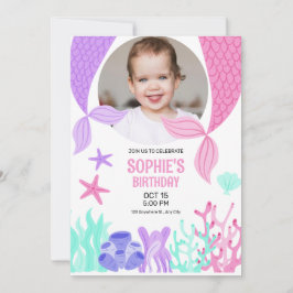 Cute Mermaid Tail, Zeemeermin met foto van zaterda Kaart