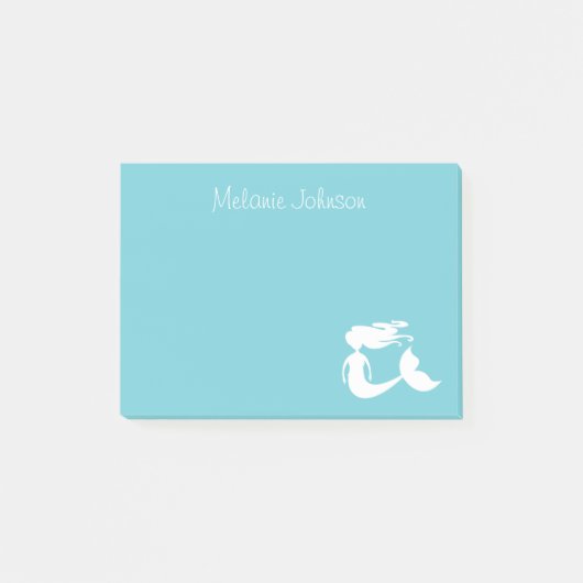 Cute mermaid turquoise gepersonaliseerde Post-it® Post-it® Notes (Voorkant)