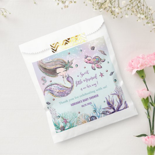 Cute Mermaid under the Zee Girl Baby shower Party Bedankzakje (Gezegeld)