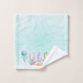 Cute Mermaid under the Zee Waterverf Bad Handdoek (Wasdoekje)