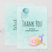 Cute Mermaid under the Zee Waterverf Bedankkaart (Voorkant / Achterkant)