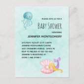 Cute Mermaid under the Zee Waterverf Uitnodiging Briefkaart (Voorkant)