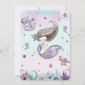 Cute Mermaid under Zee Narwhal Paars Birthday Kaart (Achterkant)