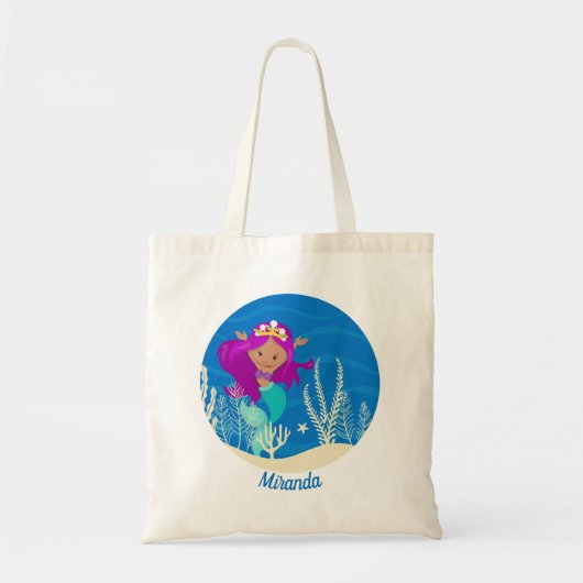 Cute Mermaid Underwater Ocean Girl Monogram Pool Tote Bag (Voorkant)