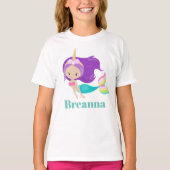Cute Mermaid Unicorn voegt naam t-shirt toe (Voorkant)