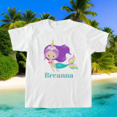 Cute Mermaid Unicorn voegt naam t-shirt toe