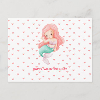 Cute Mermaid Valentine's Day Feestdagenkaart