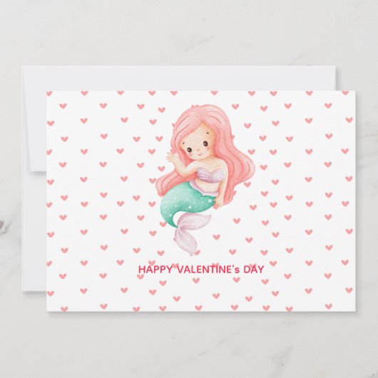 Cute Mermaid Valentine's Day Feestdagenkaart (Voorkant)