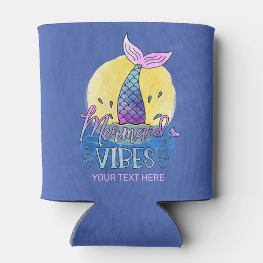 Cute Mermaid Vibes Name Ocean Beach Blikjeskoeler (Achterkant)