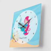 Cute Mermaid Vierkante Klok (Hoek)