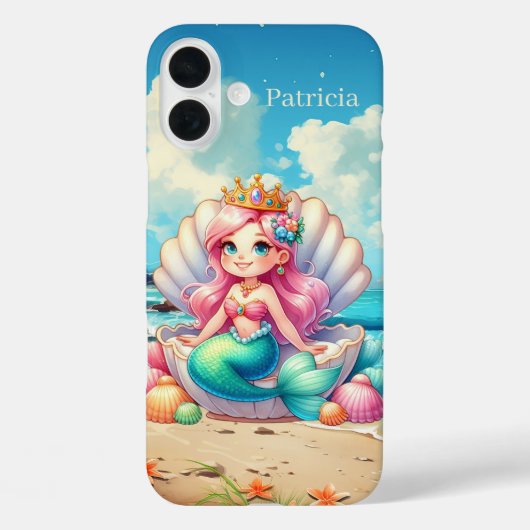 Cute Mermaid voeg naam toe Case-Mate iPhone Case (Achterkant)