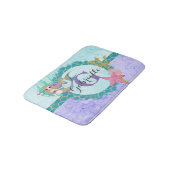 Cute Mermaid Waterverf Blauwgroen en Paars monogra Badmat (Gekanteld)