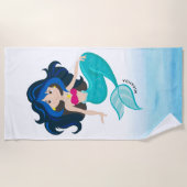 Cute mermaid waterverven illustratie strandlaken (Voorkant)