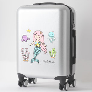 Cute Mermaid Whimsical Girly Persoonlijke naam Sticker