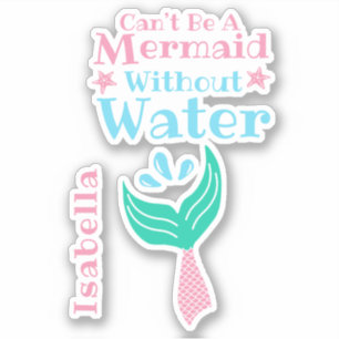 Cute Mermaid Whimsical Girly Persoonlijke naam Sticker
