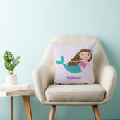 Cute Mermaid Whimsical Paars Personalized Kussen (Stoel)