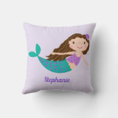 Cute Mermaid Whimsical Paars Personalized Kussen (Achterkant)