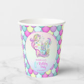 Cute Mermaid | Zee Girl's 1e Birthday Party Paper Papieren Bekers (Voorkant)